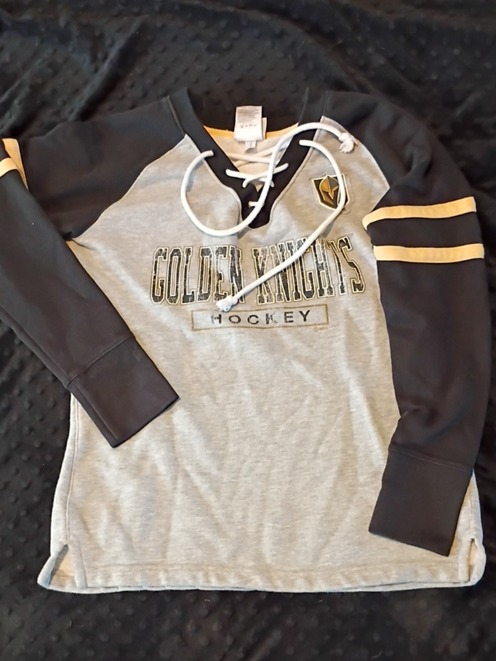 NHL Golden Knights Grey, Black & Gold Lace-Up Hockey Hoodie